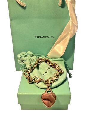 Tiffany & Co. Silver Heart Charm Bracelet with Initial H’ for Husband , Hubby,